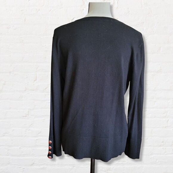 Investment Petites Black Sweater Long Sleeves Silver Buttons Size Petite Large - Picture 5 of 10